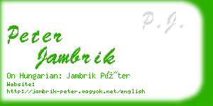 peter jambrik business card